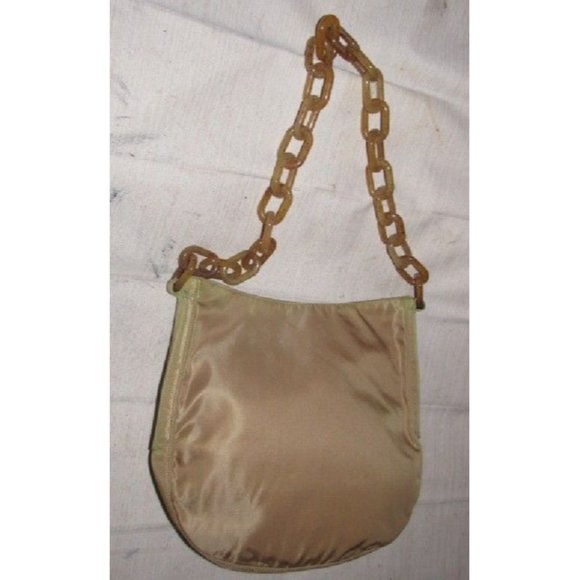 Prada Vintage Iridescent Gold Champagne Fabric With A Marbled Lucite Chain Strap - Picture 11 of 12